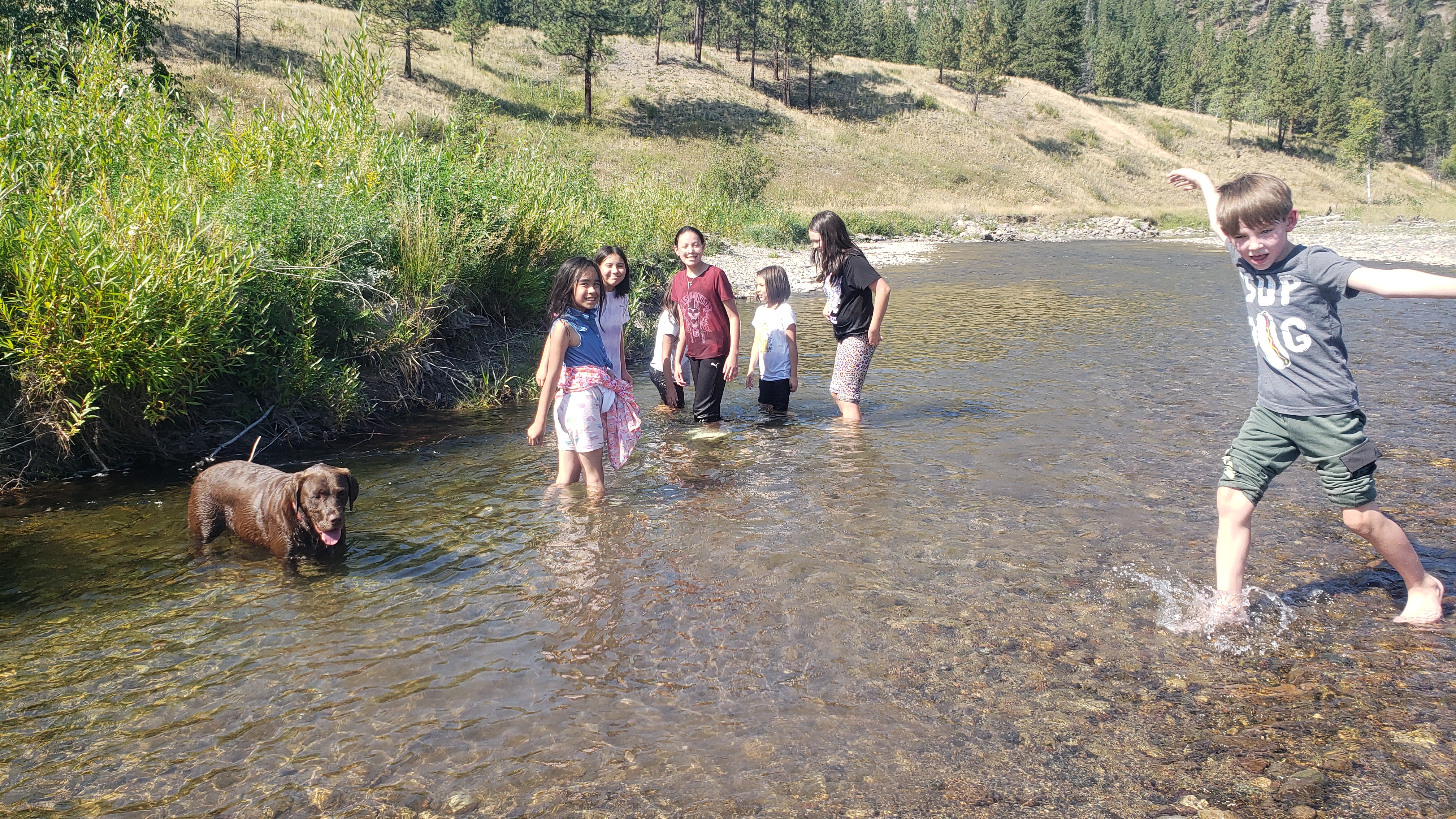 Happy Students Arrive at Coldwater River.